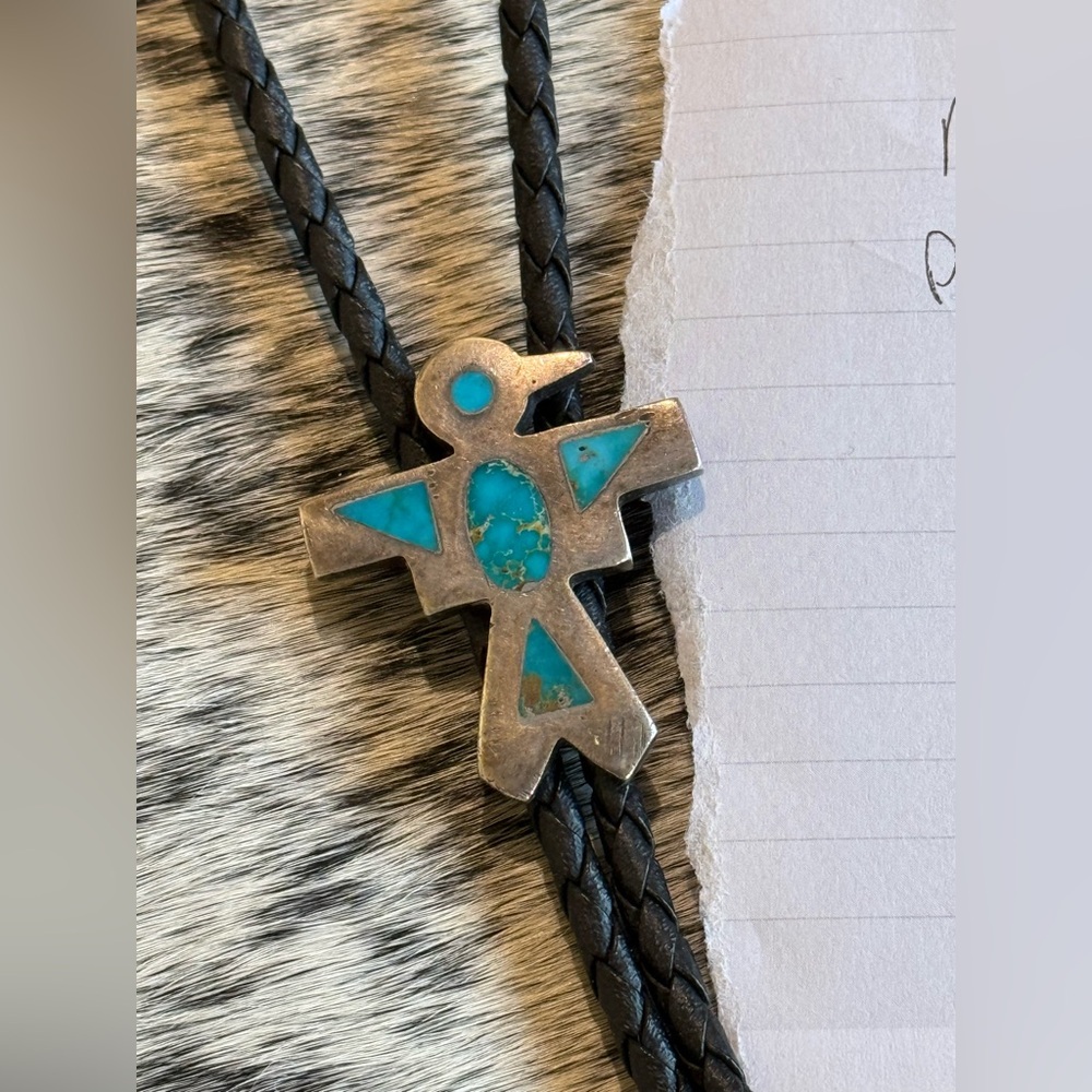 Zuni Bird Bolo with Blue Gem Turquoise